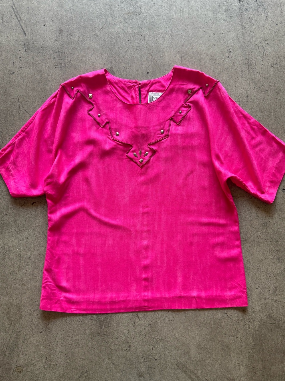 Starfire - Vintage Western Hot Pink Top with Silver Studded Detail - Size 12